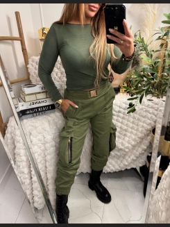 Bluzka z kaszmirem w kolorze khaki